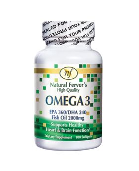 Natural Fervor Omega 3 EPA 360/DHA 240 Fish Oil 2000mg Softgels For Heart & Brain, Pack of 100's