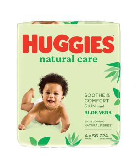 Huggies Natural Baby Wet Wipes, Cleansing Wipes With Aloe Vera, Promo Pack of 224's