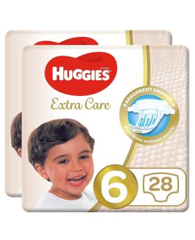 Huggies Extra Care Baby Diapers, Size 6, For 15+kg Baby, Promo Pack of 2 x 28's, Special Price 35% Off