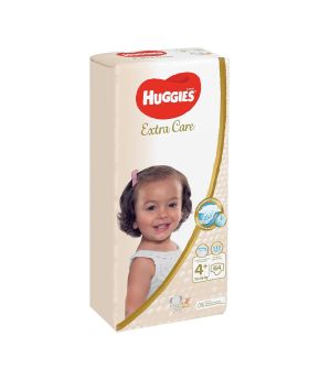 Huggies Extra Care Baby Diapers, Size 4+, For 10 -16 kg Baby, Pack of 64's - Special Price