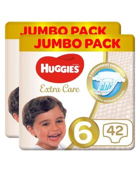 Huggies Extra Care Baby Diapers, Size 6, For 15+kg Baby, Promo Jumbo Pack of 2 x 42's