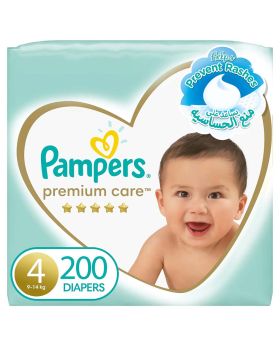 Pampers Premium Care The Softest Best Skin Protection Baby Diapers, Size 4 For 9-14kg Baby, Value Pack of 200's