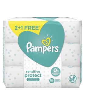 Pampers Sensitive Protect Baby Wipes, With 0% Alcohol & Perfume, Pack of 168's