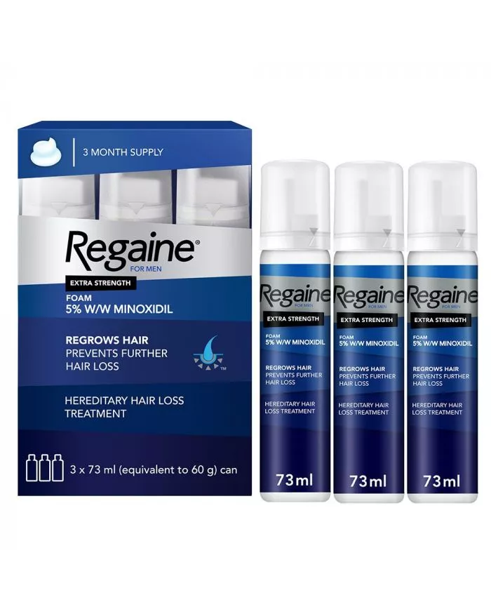 Buy Regaine For Men 5% Minoxidil Extra Strength Topical Hair Regrowth Foam  73ml, Pack of 3's Online at Best Price in UAE | Aster Online