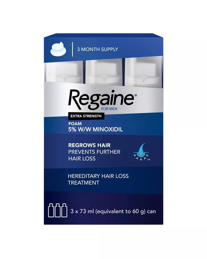 Buy Regaine Men Minoxidil Extra Strength Topical Hair Foam 73ml, Pack of Online at Best Price in UAE | Aster Online