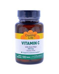 Country Life Antioxidant Vitamin C 500 mg With Rose Hips Tablets For Immune Support, Pack of 100's