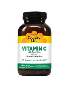 Country Life Antioxidant Vitamin C 500mg With Rose Hips Tablets For Immune Support, Pack of 250's, Expiry Date: June 2023