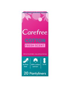 Carefree Cotton Fresh Scent Panty Liners, Pack of 20's