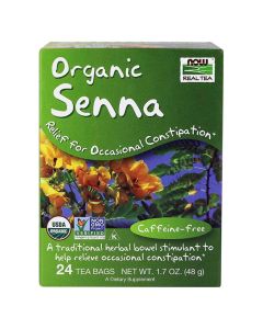 Now Organic Senna Tea Bags For Constipation Relief, Pack of 24's