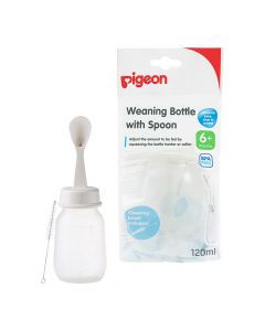 Pigeon Plastic Weaning Bottle With Spoon 120 mL 03328