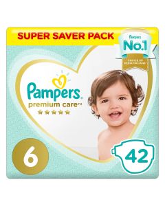 Pampers Premium Care Softest Best Skin Protection Diapers, Size 6, For 13+ Kg Baby, Pack of 42's