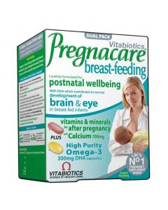 Vitabiotics Pregnacare Breast-Feeding All-In-One Postnatal Supplement, Dual Pack of Postnatal Vitamin & Mineral Tablets 56's + Omega-3 Capsules 28's