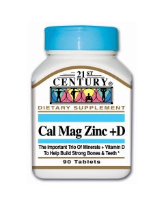 21st Century Calcium, Magnesium, Zinc & Vitamin D Tablets For Bones & Teeth, Pack of 90's