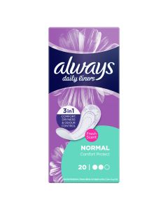 Always Daily Liners Comfort Protect With Fresh Scent, Normal Pantyliners, Pack of 20's