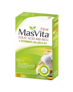 Masvita First Folic Acid 400 mcg + Vitamin B1, B6, B12 & D3 Tablets 30's