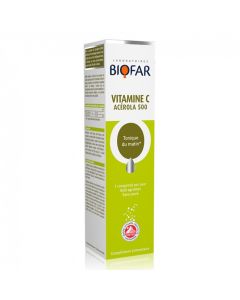 Biofar Vital Vitamin C Acerola 500mg Morning Tonic Effervescent Tablets, Citrus Flavor, Pack of 20's