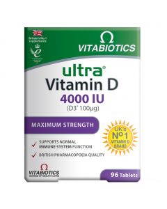 Vitabiotics Ultra Vitamin D3 4000IU Maximum Strength Tablets For Health & Wellness 96'
