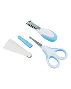 Nuvita Small Scissors with Rounded Tip Nail Clipper & Nail Files For Baby - Cool Blue, Pack of 7 Pieces