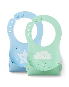 Nuvita Squishy Silicone Roll Up Bib For Baby - Blue/Green, Pack of 2's