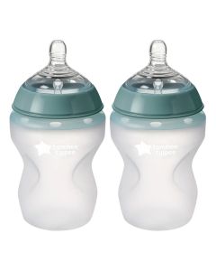 Tommee Tippee Closer To Nature Soft Feel Silicone Slow Flow Baby Bottles With Anti-Colic Valve For 0+Months 260ml, Pack of 2's