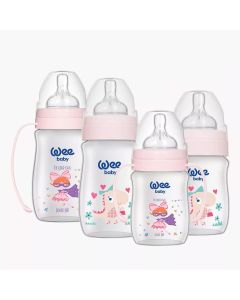 Wee Baby Classic Plus Wide Neck Newborn PP Feeding Bottle Starter Set Pink