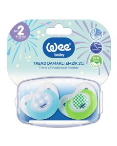Wee Baby Assorted Double Trend Orthodontic Soother With Case For 6-18 Months Baby, Pack of 2's