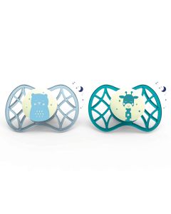 Nuvita AIR.55 Pacifier With Symmetrical Teat For 0 Months+ Baby Boy - Glow Blue, Pack of 2's