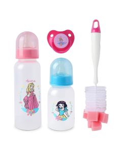 Disney Princess Feeding Combo Gift Set For Baby With Feeding Bottle, Soother & Bottle Brush - Pack of 4 Pieces TRHA1729