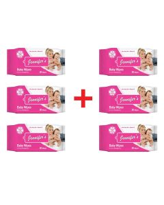 Jennifer's Alcohol Free Baby Wipes For Sensitive Skin With Aloevera & Vitamin E 30's, Pack of 6's