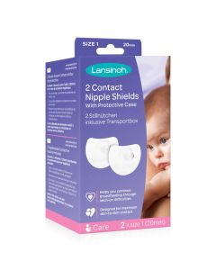 Lansinoh Contact Nipple Shields With Protective Case For Breastfeeding Moms, Size 1, 20mm, Pack of 2's