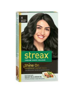 Streax No-Ammonia Cream Hair Colour With Shine On Conditioner For All Hair Types - Natural Brown 4
