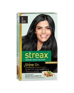 Streax No-Ammonia Cream Hair Colour With Shine On Conditioner For All Hair Types - Black Brown 2