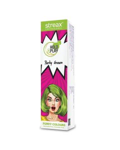 Streax Professional Hold & Play Ammonia & Peroxide - Free Funky Colors Semi-Permanent Hair Color Cream - Perky Green 100g